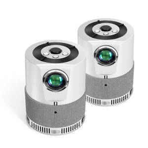 Mini Projector HD 1080P with Android TV WiFi 6 Portable Home Projector-CAIWEI A3 White