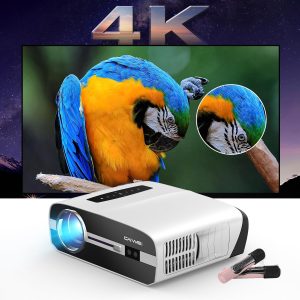 A9S- Auto Focus LED 4K Karaoke Projector Super Bright for Presentation Conference Home Entertainment  -with 2 Microphones